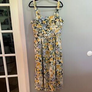 Abercrombie & Fitch Floral Midi Dress in Yellow and Blue